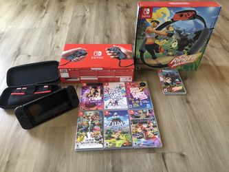 Nintendo switch Console, 7 Games Including Ring Fit Adventure With Ring, Switch Case, All Boxes Included