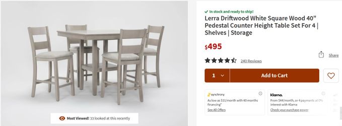 Counter Height Table for 4