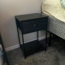 Furologee Nightstand with Fabric Drawer & Storage Shelf