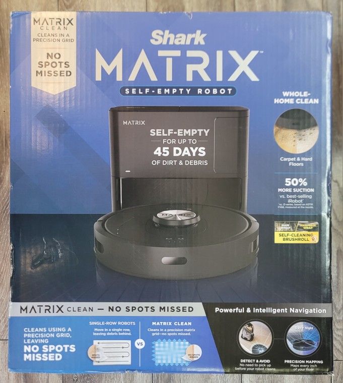 Shark Matrix Self Empty Robot Vacuum RV2310AE WiFi Mapping Pet Hair for ...