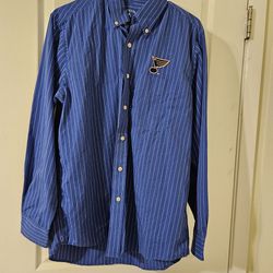 Men's Size Medium Fits Like A Large Stl. Blues Button Up Dress Shirt