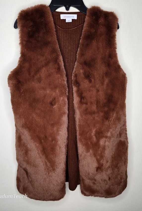 Liz Claiborne Women's Faux Fur Sweater Vest