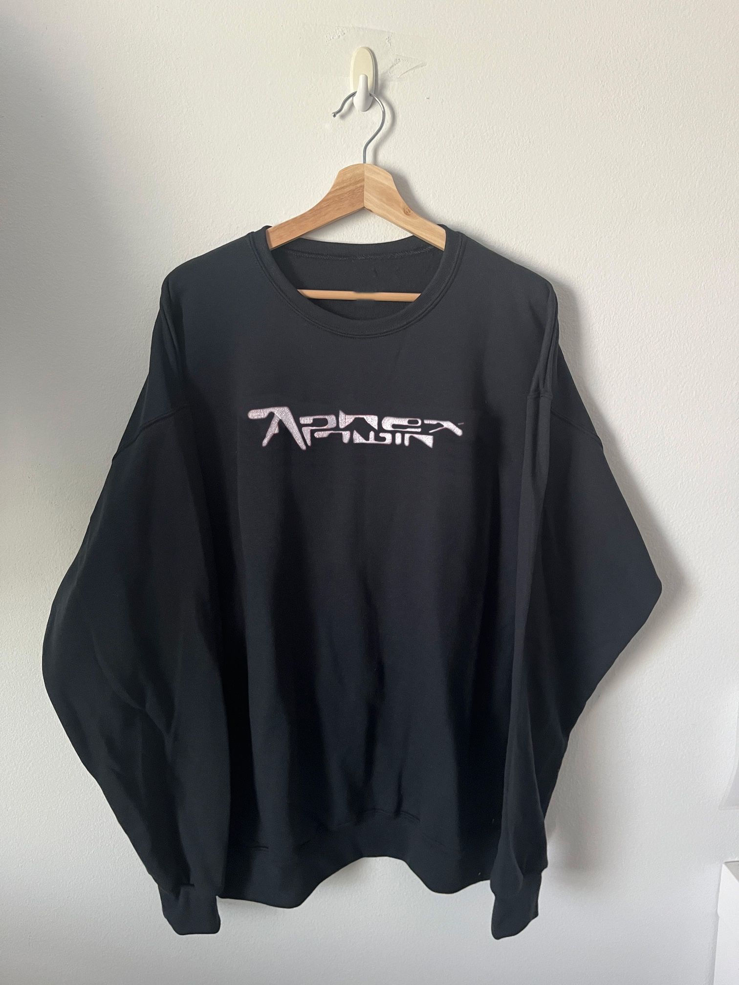 Black Aphex Twin Graphic Sweatshirt, Y2K Retro Music, Techno DJ 