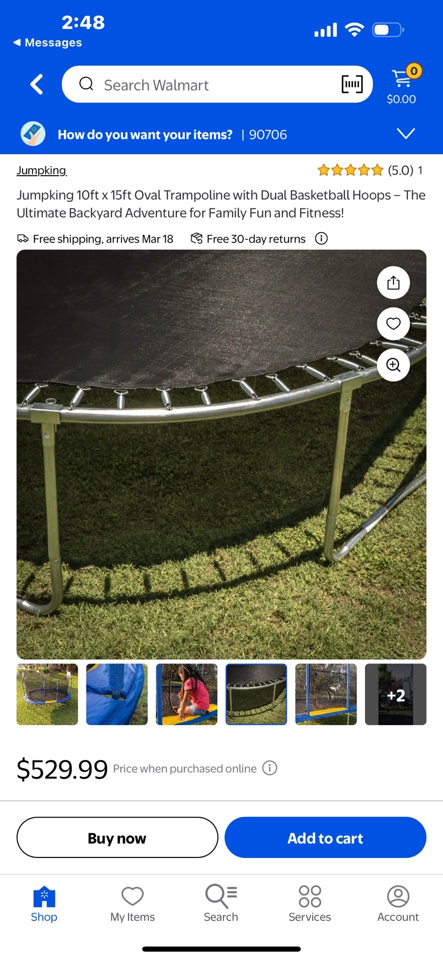 Jumpking 10ft x 15ft Oval Trampoline with Dual Basketball - Main Image