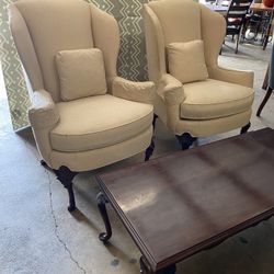 Pair Of Hickory Wingback Chairs 