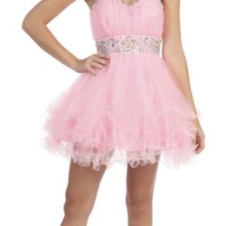 SHORT STRAPLESS DRESS WITH TIERED RUFFLED SKIRT