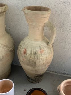Antique terra cotta pitcher vase garden decor pot
