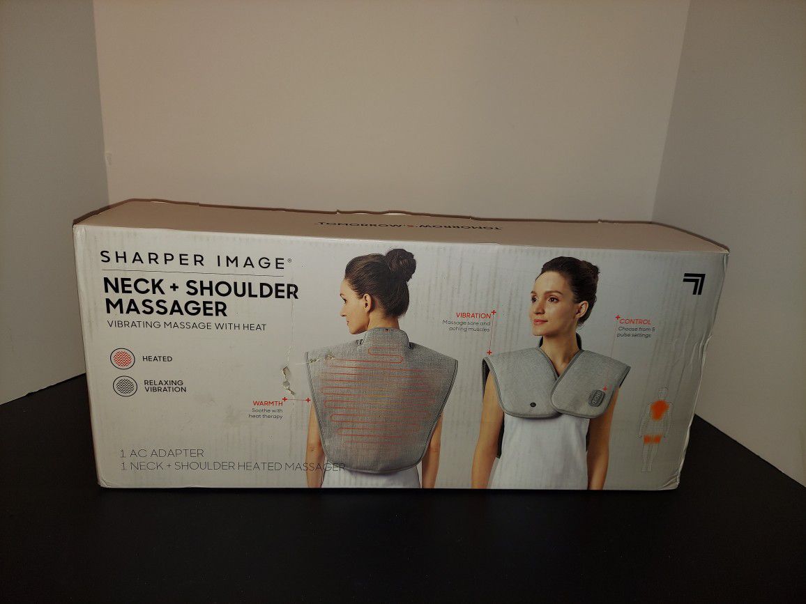 Sharper Image Pain Relief Heated Neck and Shoulder Massager with 5 Pulse  Settings
