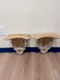 Pair of Ornate Decorative Wall Shelves / Corbels