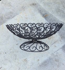 Wrought iron fruit/plant bowel.