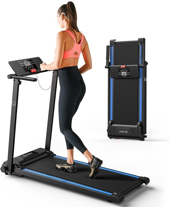 UREVO Folding Treadmill, 2.25HP Foldable Treadmill with 12 HIIT Modes, Compact Mini Treadmill for Home Office, Space Saving Small Treadmill with Large