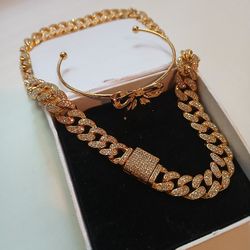 Gold Chain Lab Grown DIAMONDS  solid Gold Braclet 