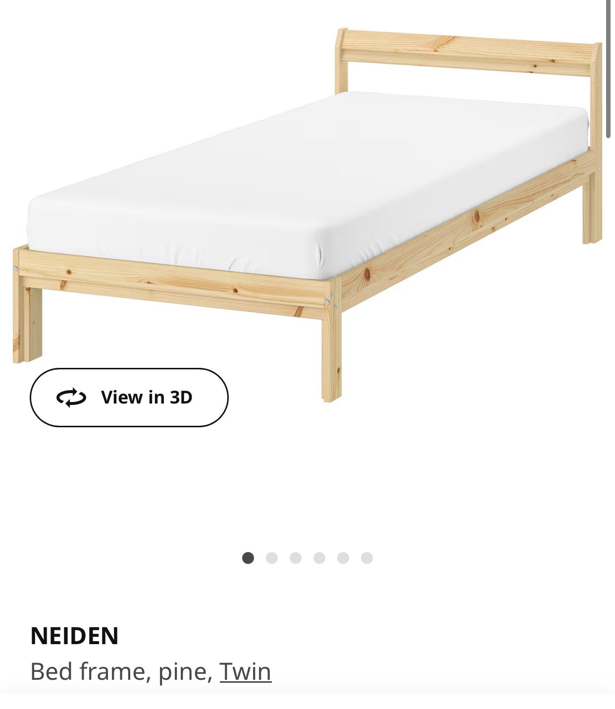 (2) NEIDEN Bed frames, pine, Twin . With Slatted Bed Base. 
