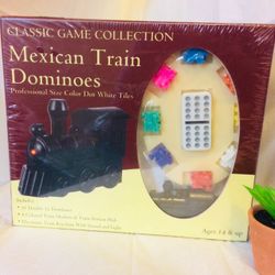 Classic Game Collection Mexican Train Dominoes with Train Markers and hub