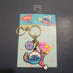Disney Stitch Holiday Keychain W/ Rubber Charms
