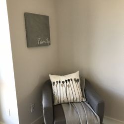 Gray Fabric Accent Barrel Chair 
