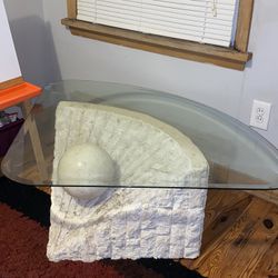 Vintage Postmodern Tessellated Stone Coffee Table