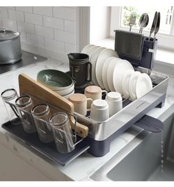 Large Dish Drying Rack, Premium Stainless Steel Dish Rack with Rotatable Spout, Fingerprint-Resistant Dish Drainers for Kitchen Counter, 12.5 x 22.5 i