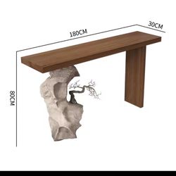 custom-made solid wood console table in a wabi-sabi 