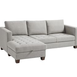 Gray Left Facing Sectional Sofa with Storage