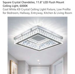 Square Crystal Chandelier, 11.8" LED Flush Mount Ceiling Light, 6000K
Cool White K9 Crystal Ceiling Light Fixture, Low Profile for Bedroom, Hallway, E
