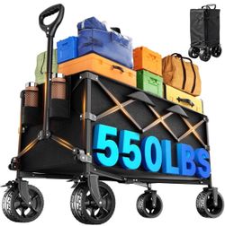 Brand New 40" Extra Large Collapsible Wagon Cart 550 lbs Capacity Big Wheels for Camp