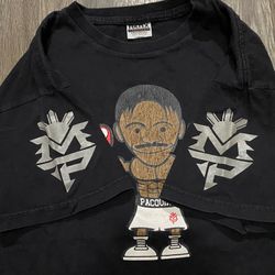 Vintage Manny Pacquiao T-Shirt With Designs on Sleeves