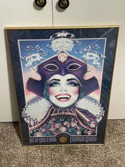 Vintage Mardi Gras Andrea Mistretta 1992 Discover Crew of Columbus Framed
