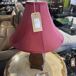 Lamp: Tuscany Style Lamp W/ Burgundy Shade SKU XN3FRF