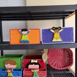 Green Apples Wood Box And Pencil Holders