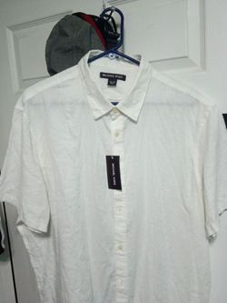 White short sleeve linen MK button up