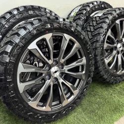 NEW 22 inch gm style wheels wrapped in 33x12.50R22 atturo MT tires