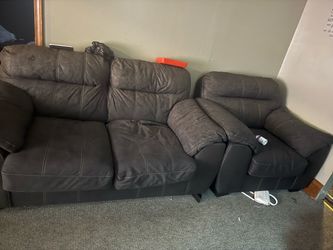 Dark Brown Microfiber Sofa and Armchair Set