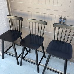 3 Like New Black Bar Stools