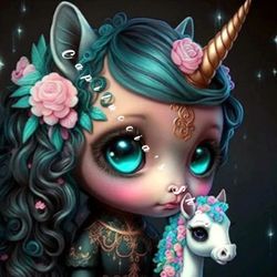 Cute Lil Girl Unicorn Wall Art Room Poster Decor Nice Gift