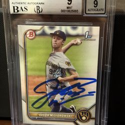 2022 Bowman Signed Jacob Misiorowski #BD-132 Card RC Autographed Auto BAS COA 9