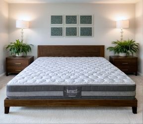 High-End King Mission Craft Sahara Platform Bed Frame and Sound Sleep Mattress