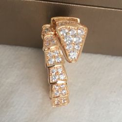 Bvlgari SERPENTI 18KT Rose Gold Diamond Ring Size 7