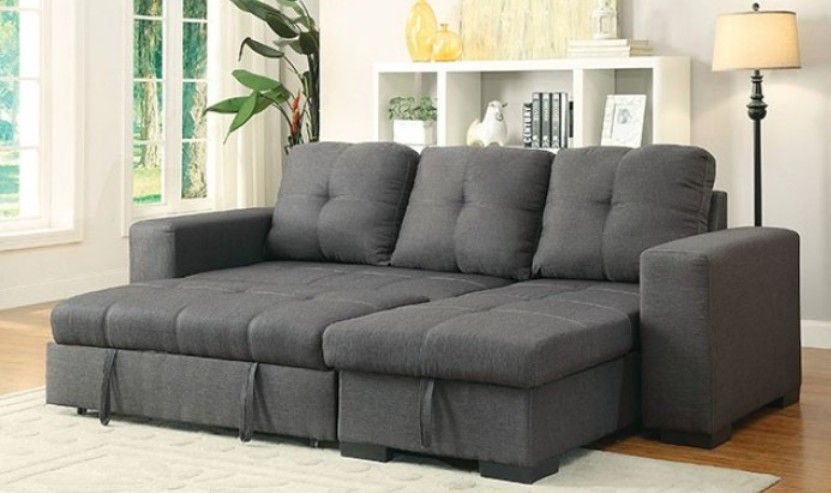 Brand New Dark Grey Sectional Sofa Storage Sleeper