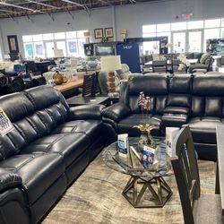 Blue Leather Sofa 💙✨ $1,899