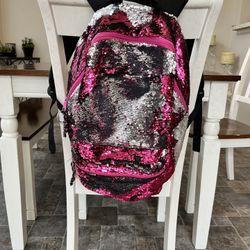 Girls pink sequins backpack