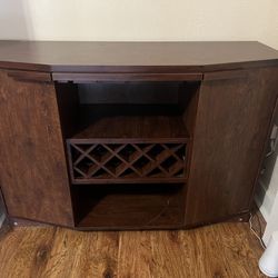 Brown Cabinet Wine Storage Bar - Good Condition 