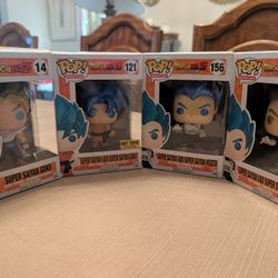 Funko pop dragon ball z dbz vegeta goku gohan super Saiyan blue god metallic color.