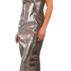 7 FOR ALL MANKIND Metallic Bustier Strapless Midi Dress size S