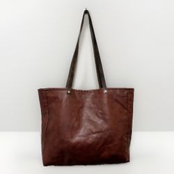 Large Brown tote bag leather or PU leather mint condition beautiful