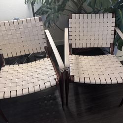Woven Leather Accent Chairs