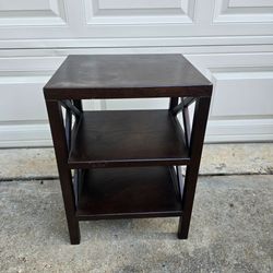 Dark Brown 3-Tier End Table – Solid Wood Look – X-Frame Side Table