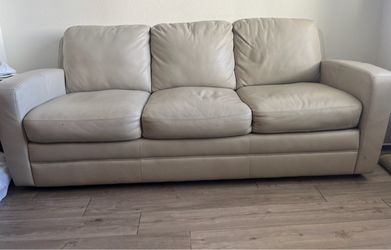 Leather sofa with sleeper