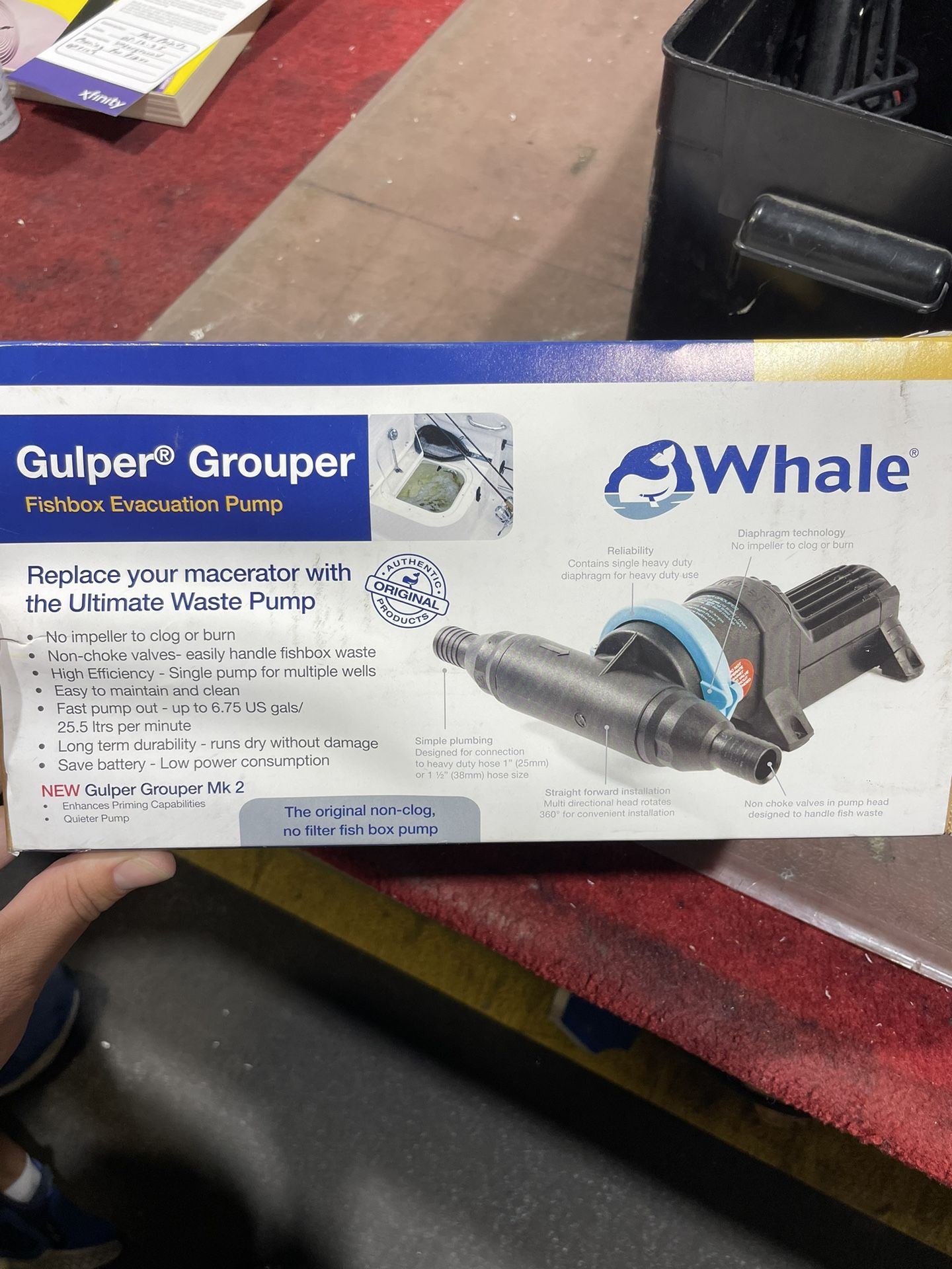 Fish Box Macerator Pump. Whale Marine- Gulper- Grouper- Pump