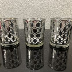 3 Decorative Silver Candle Holders